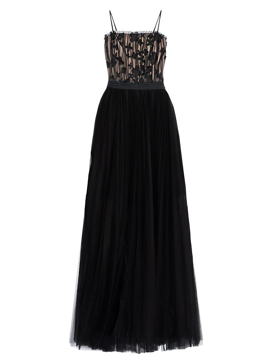 Womens Flower Appliqu Tulle Gown Product Image