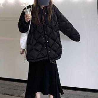 Plain Quilted Single-Breasted Coat Product Image