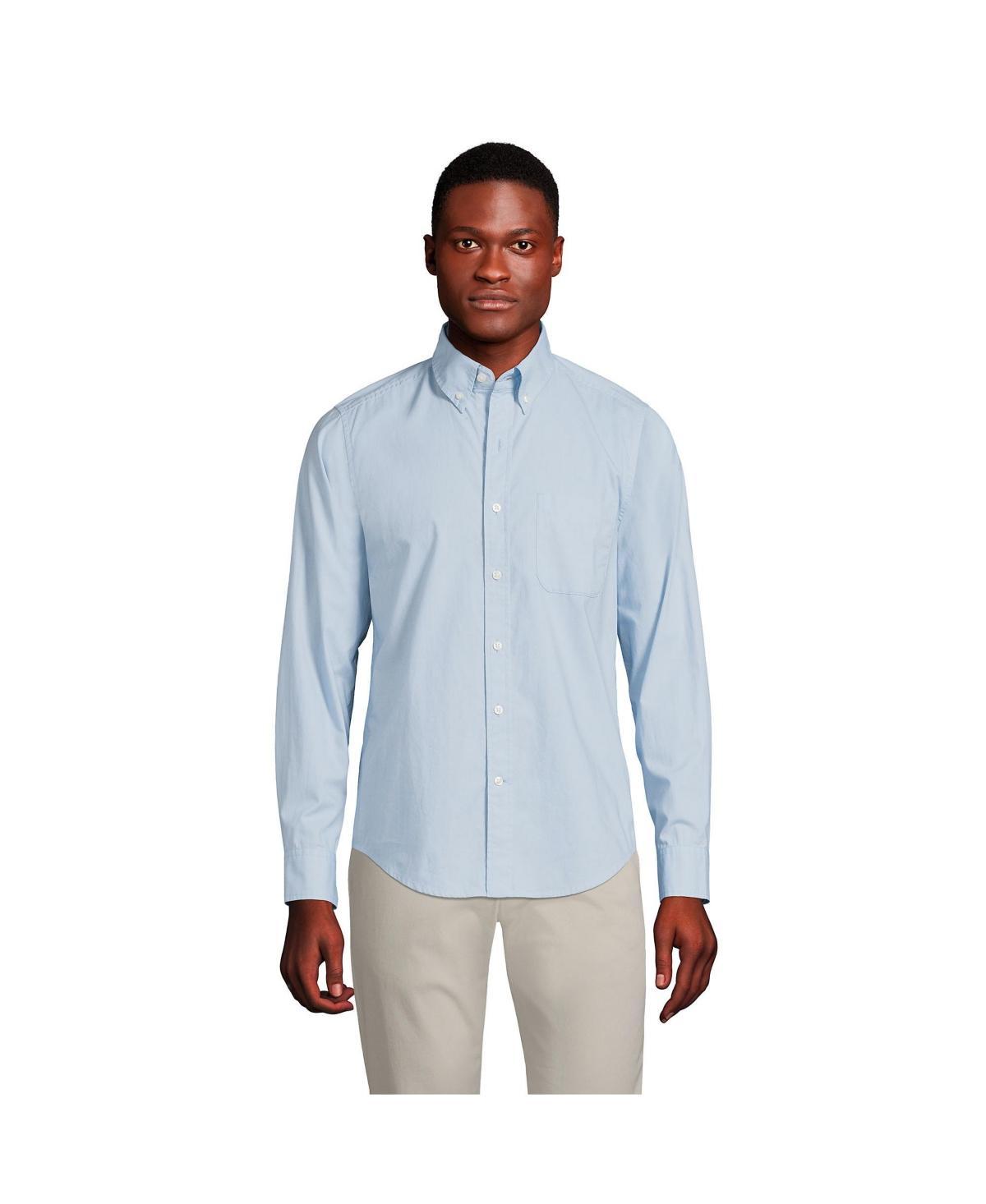 Mens Lands End Traditional-Fit Essential Lightweight Poplin Shirt Eucalyptus Green Product Image