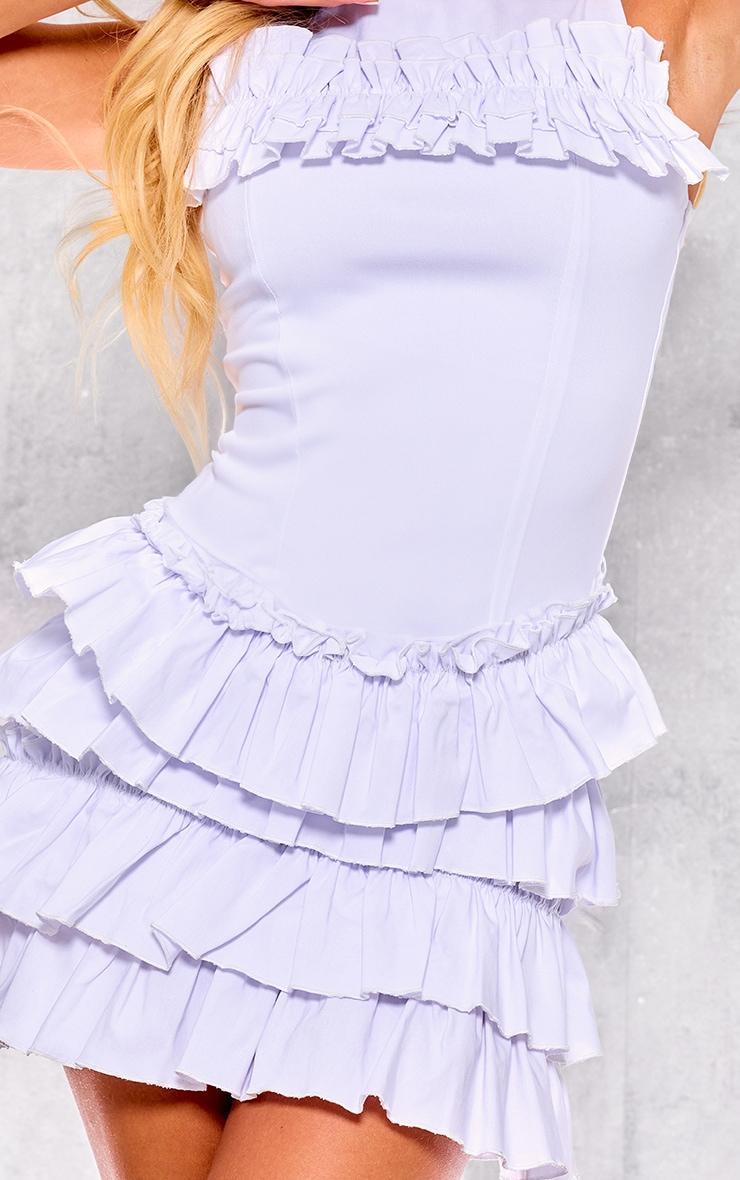 White Ruffle Tiered Shift Dress Product Image