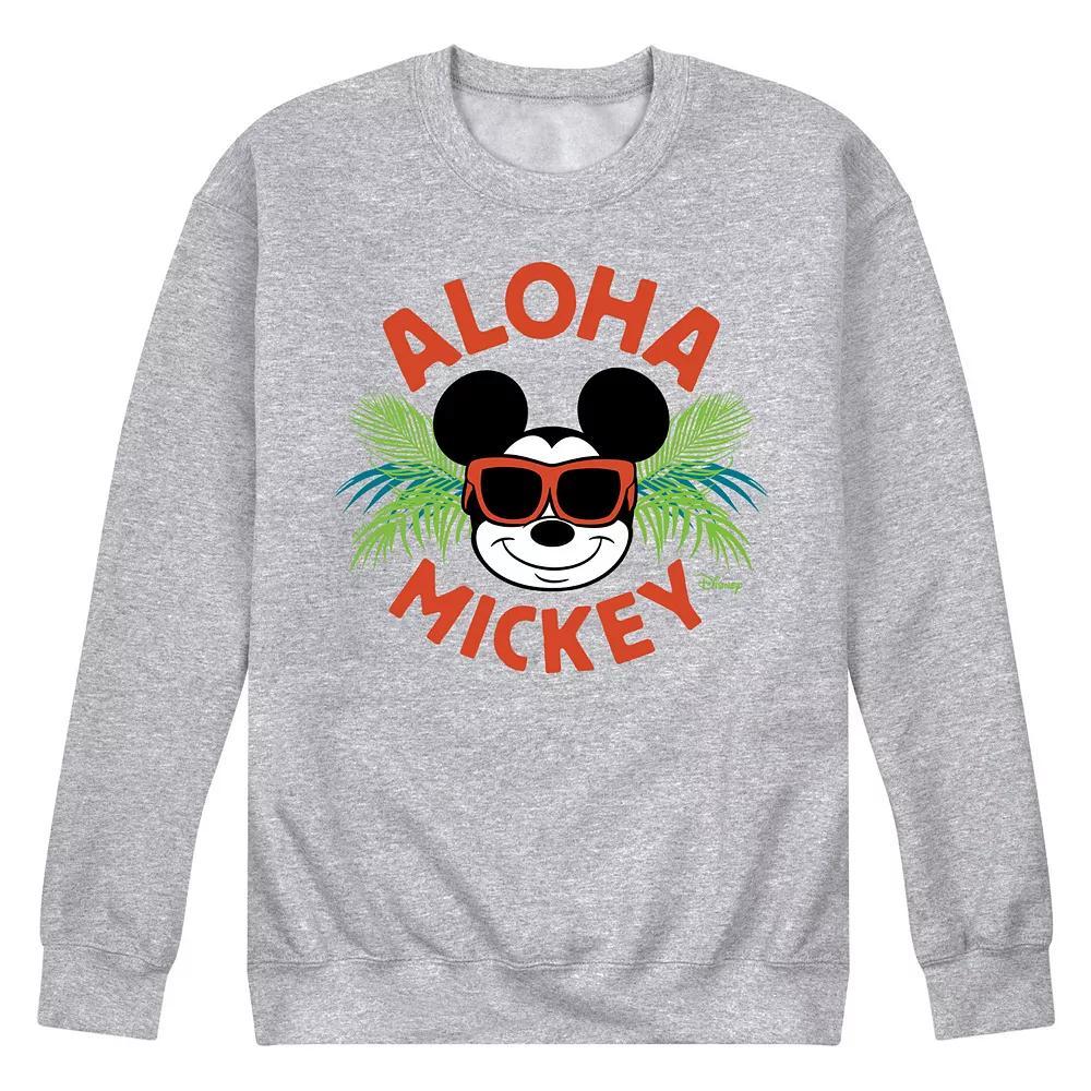 Disneys Mickey Mouse Mens Aloha Fleece Sweatshirt Grey Gray Product Image