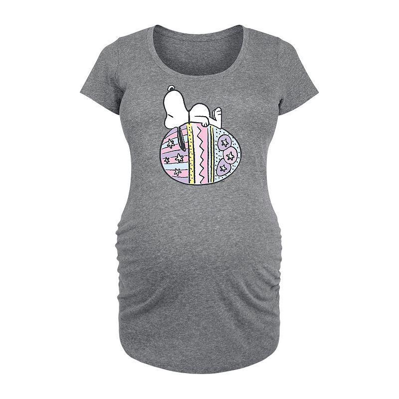 Maternity Peanuts Snoopy Easter Egg Graphic Tee, Womens Grey Gray Product Image