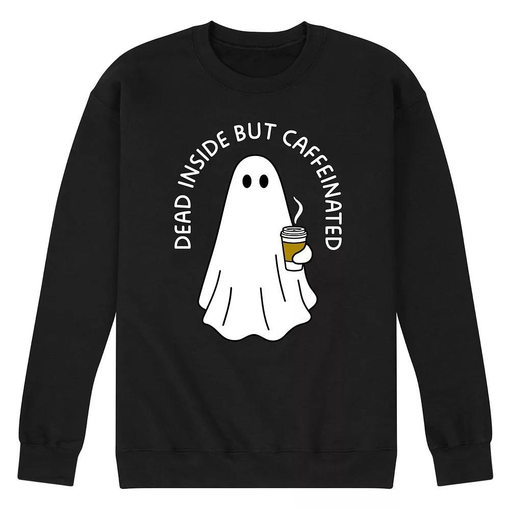 Mens Dead Inside Caffeinated Ghost Fleece Sweatshirt Product Image