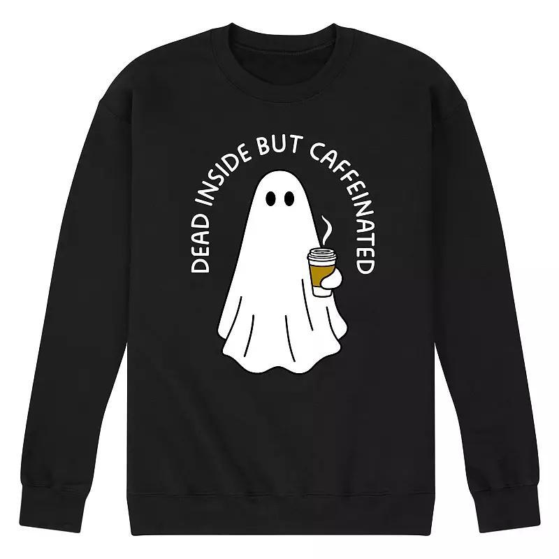 Mens Dead Inside Caffeinated Ghost Fleece Sweatshirt Product Image