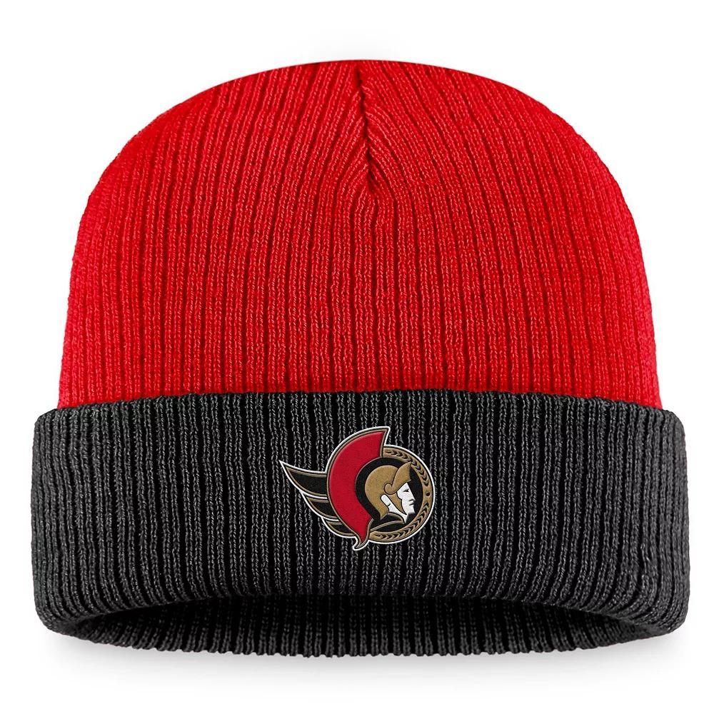 Mens Fanatics Branded Red/Black Ottawa Senators Heritage Vintage Cuffed Knit Hat Product Image