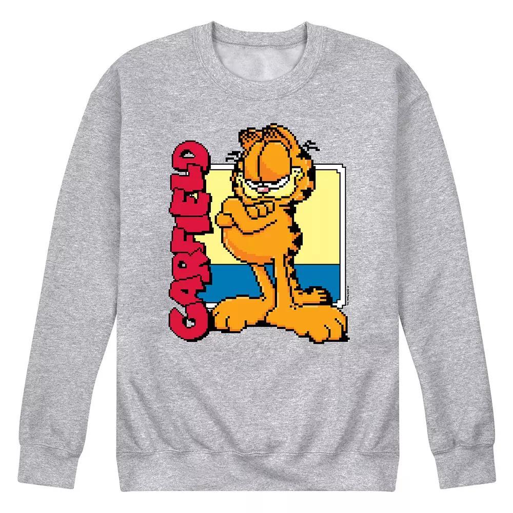 Mens Garfield Pixel Square Fleece Sweatshirt Grey Gray Product Image