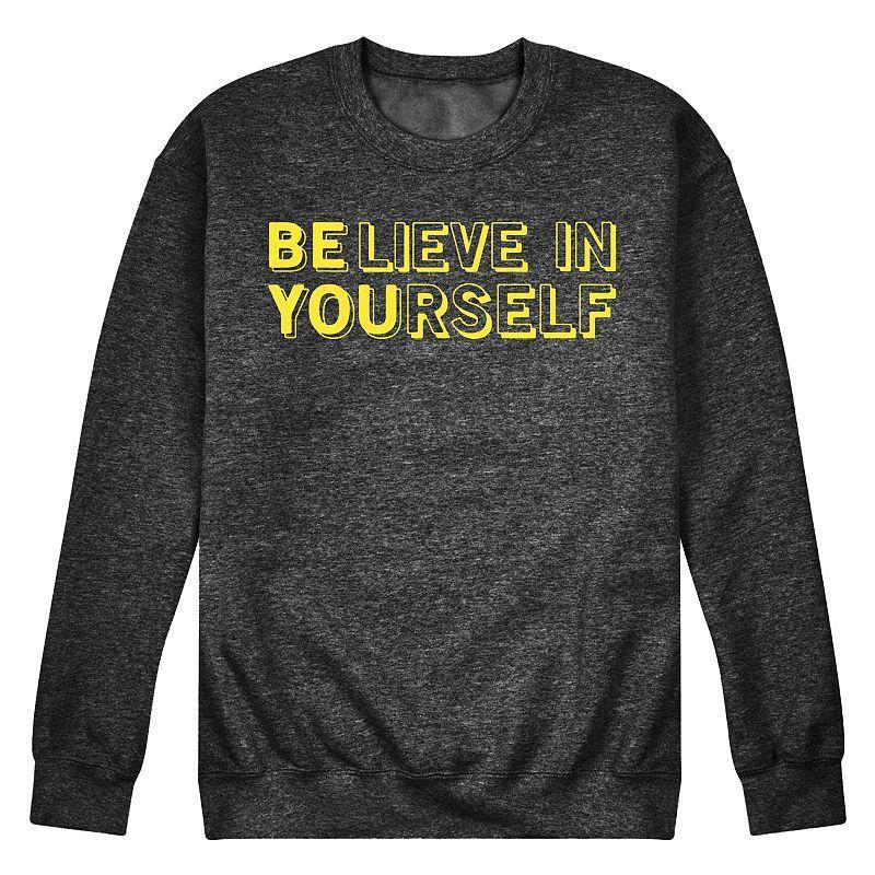Mens Believe In Yourself Fleece Sweatshirt Heather Grey Product Image