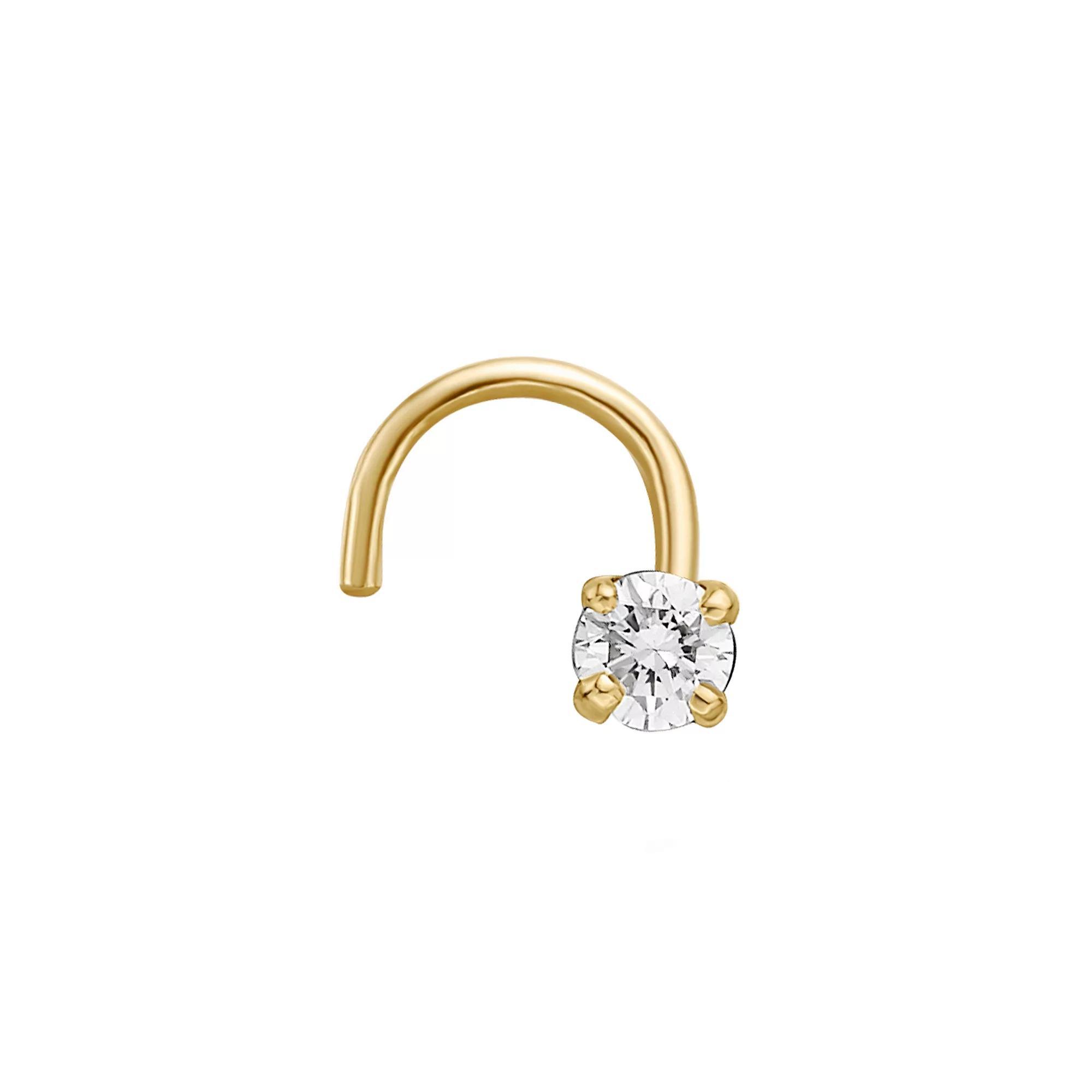 Lila Moon 14k Gold Lab Grown Diamond Accent Curved Nose Ring, Womens, 14k White Gold Product Image