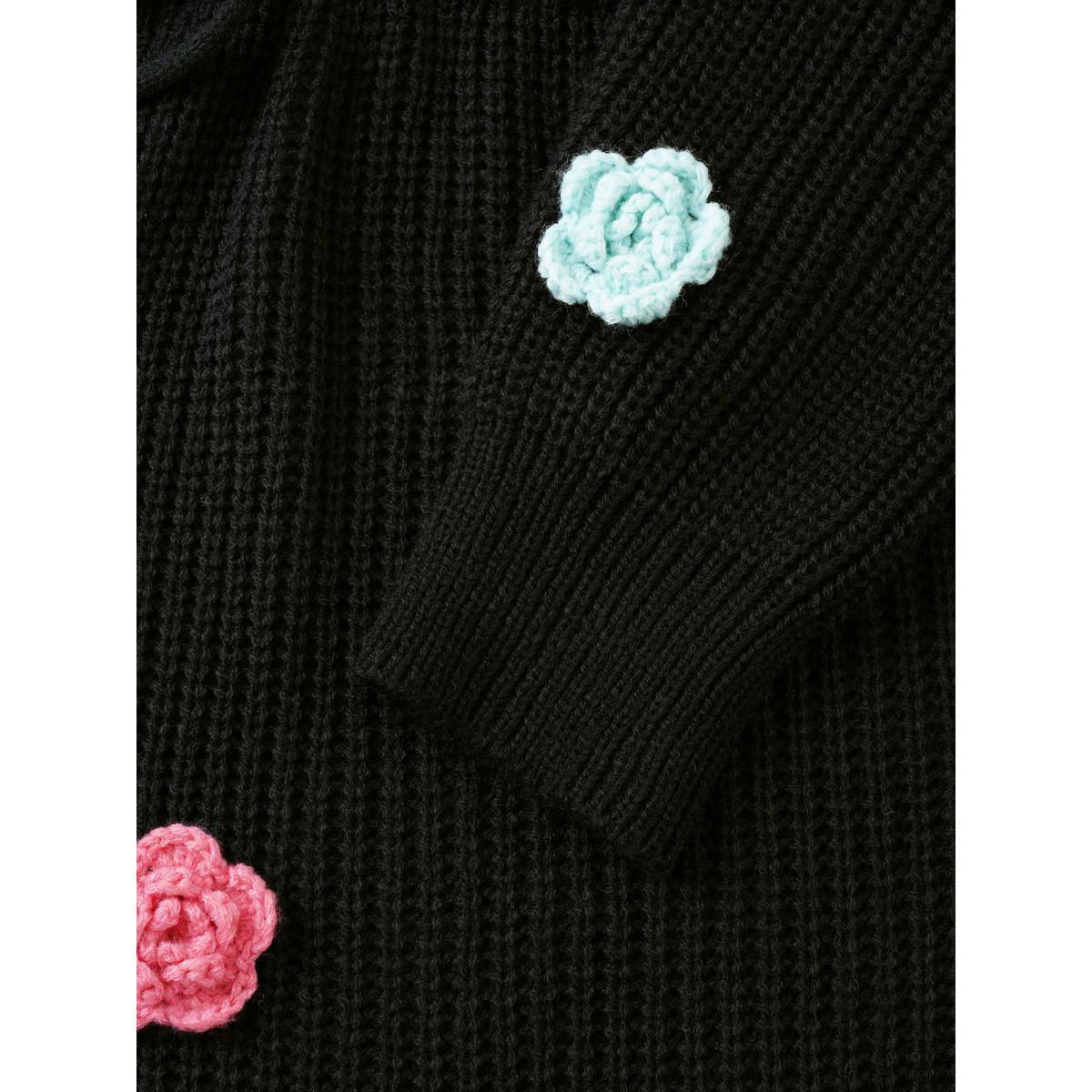 Plus Size Colored Floral Plisse Drawstring Tunic Cardigan Black Women Vacation Loose Long Sleeve Dailywear Cardigans BloomChic 28/5X Product Image