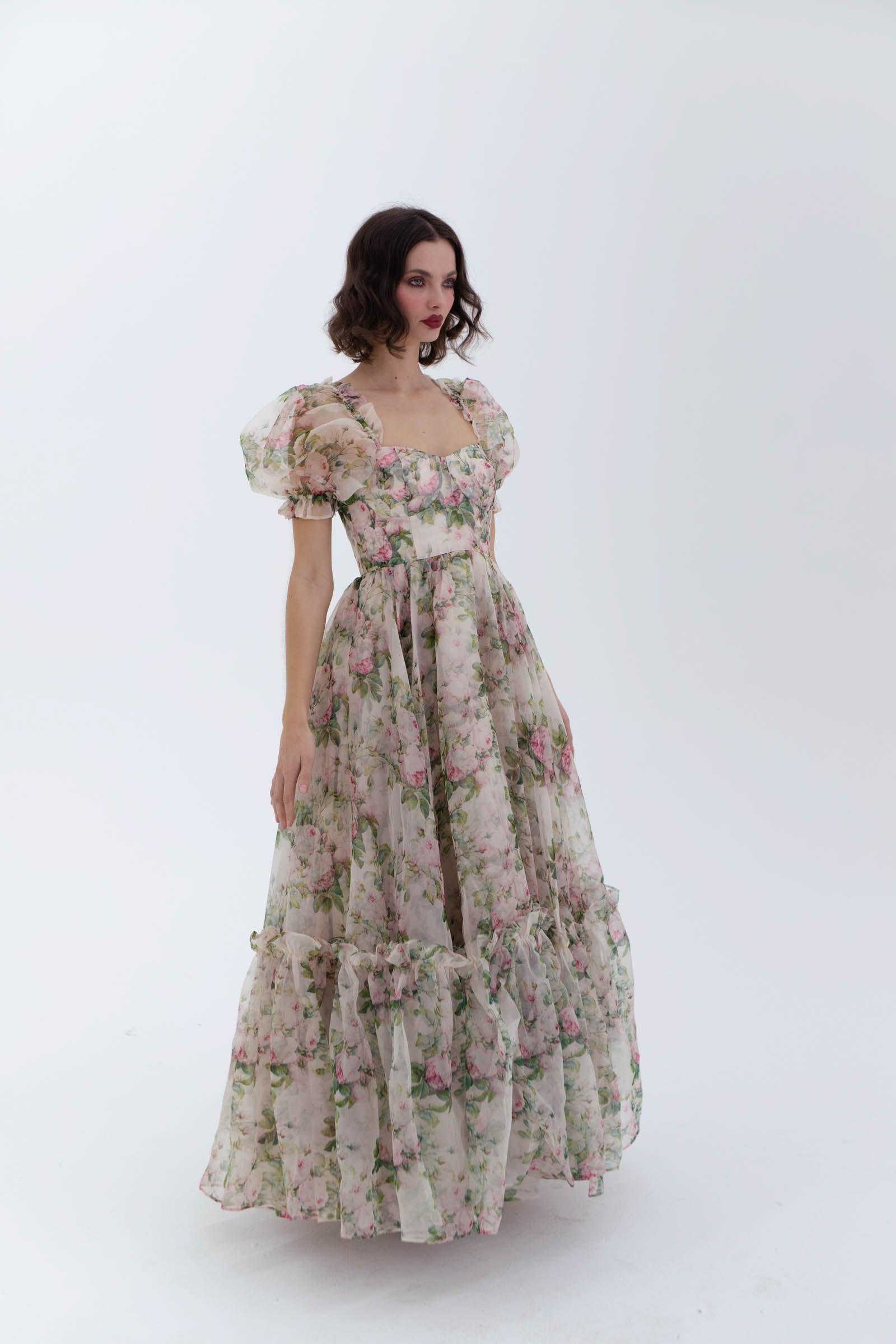 The Garden Roses Silk Gauze Ritz Gown Product Image