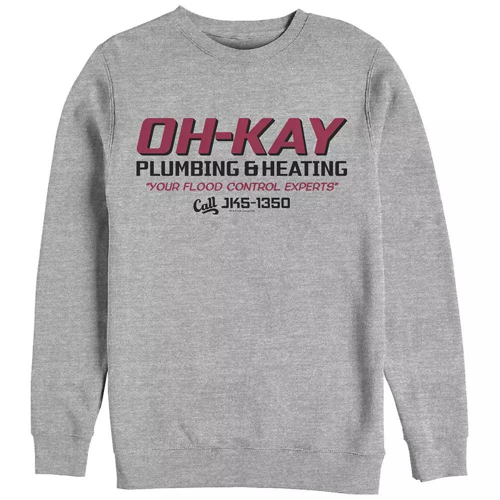 Big & Tall Home Alone Oh-Kay Plumbing & Heating Logo Graphic Fleece, Men's, Size: Small, Athletic Grey Product Image