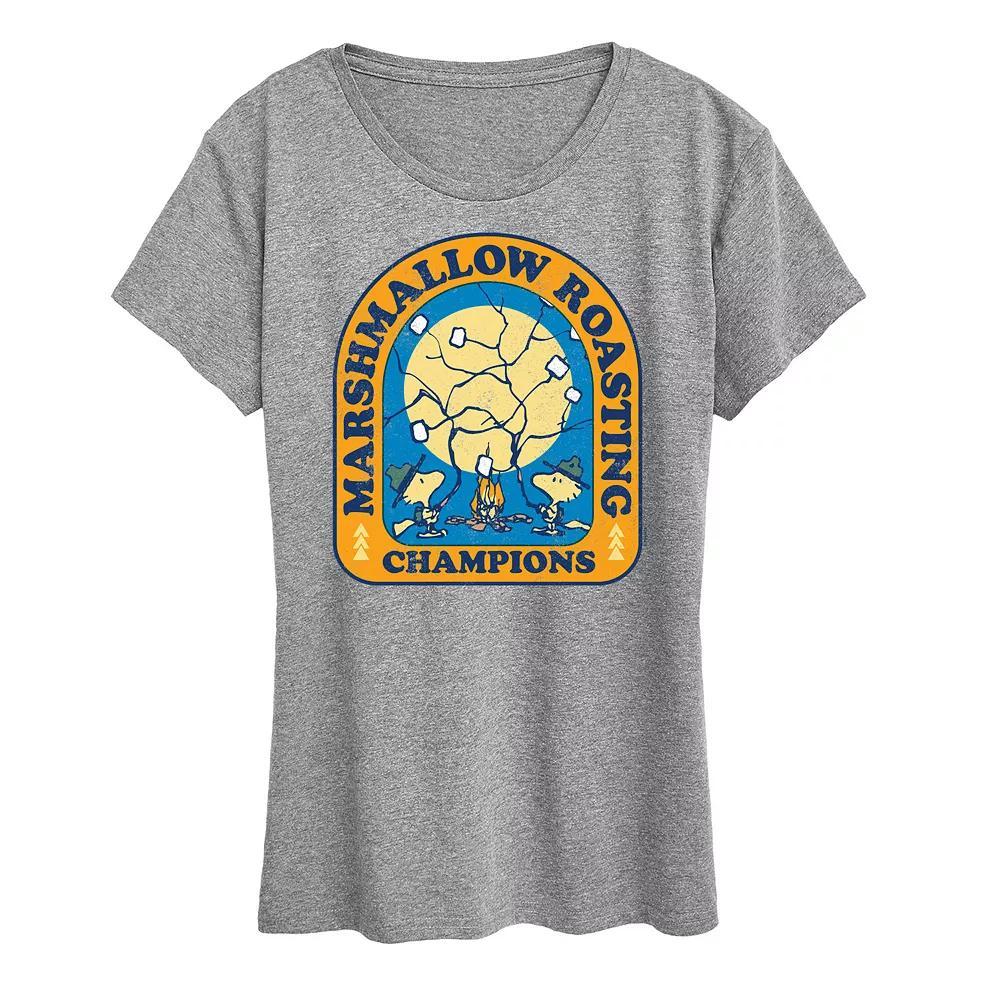 Women's Peanuts Woodstock Marshmallow Roasting Graphic Tee, Size: XL, Blue Product Image