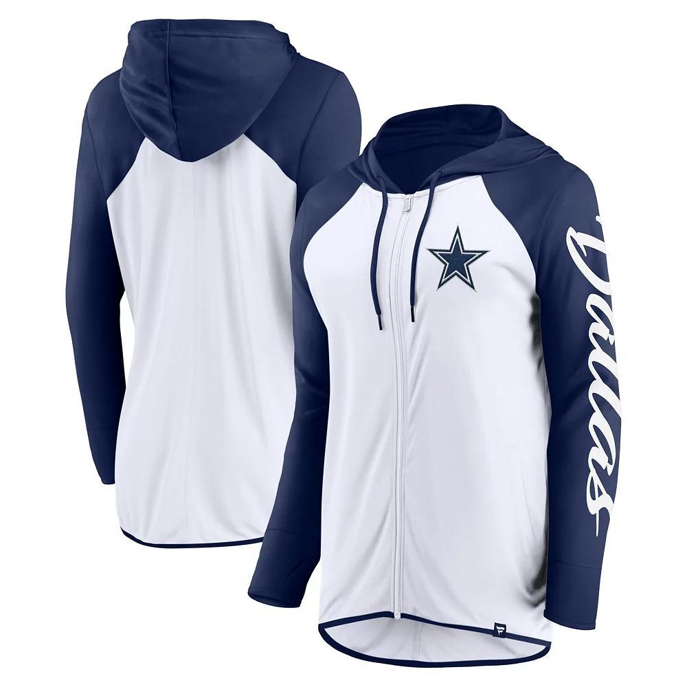 Women's Fanatics White/Navy Dallas Cowboys Script Full-Zip Hoodie, Size: 2XL Product Image