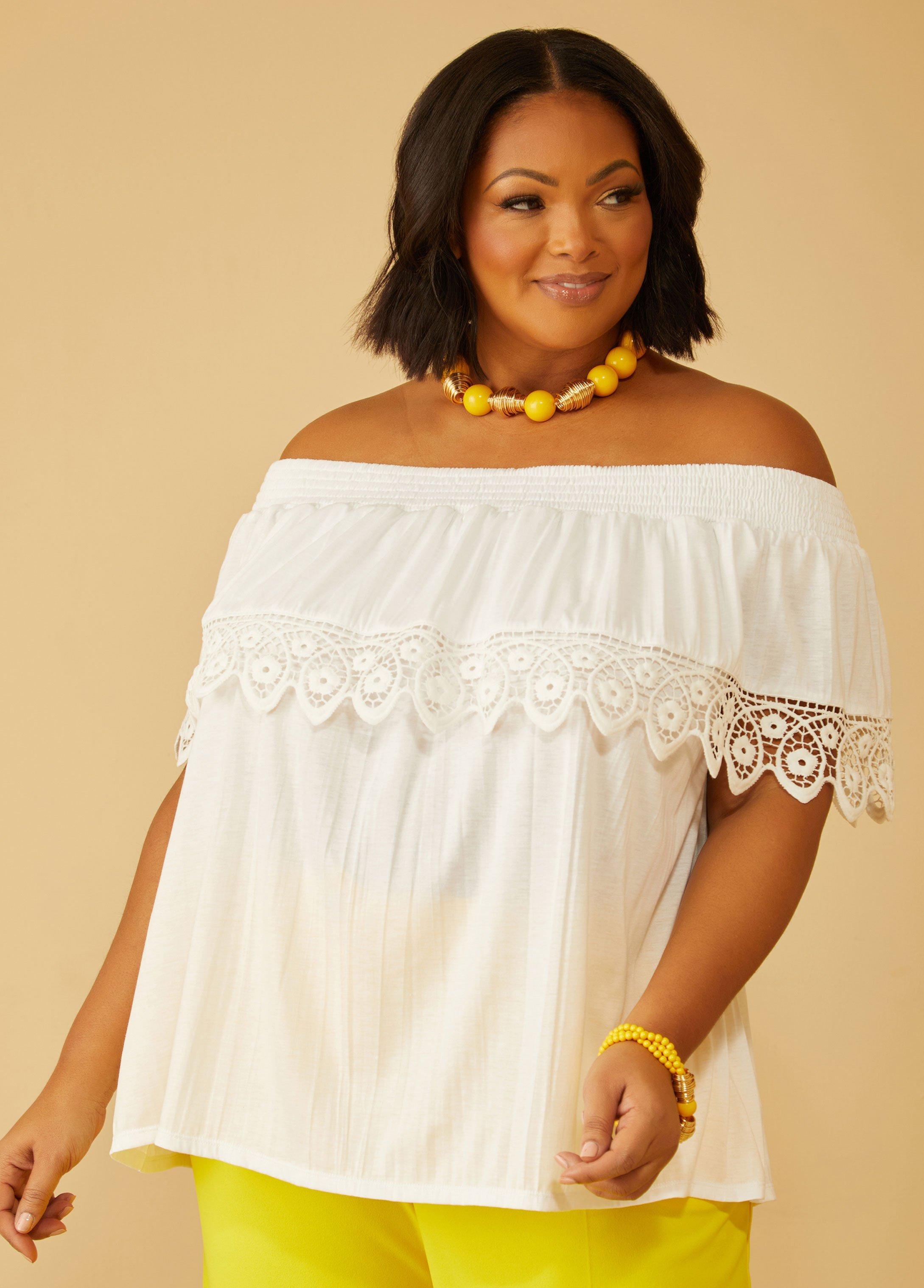 Plus Size Layered Off The Shoulder Top Ashley Stewart Product Image
