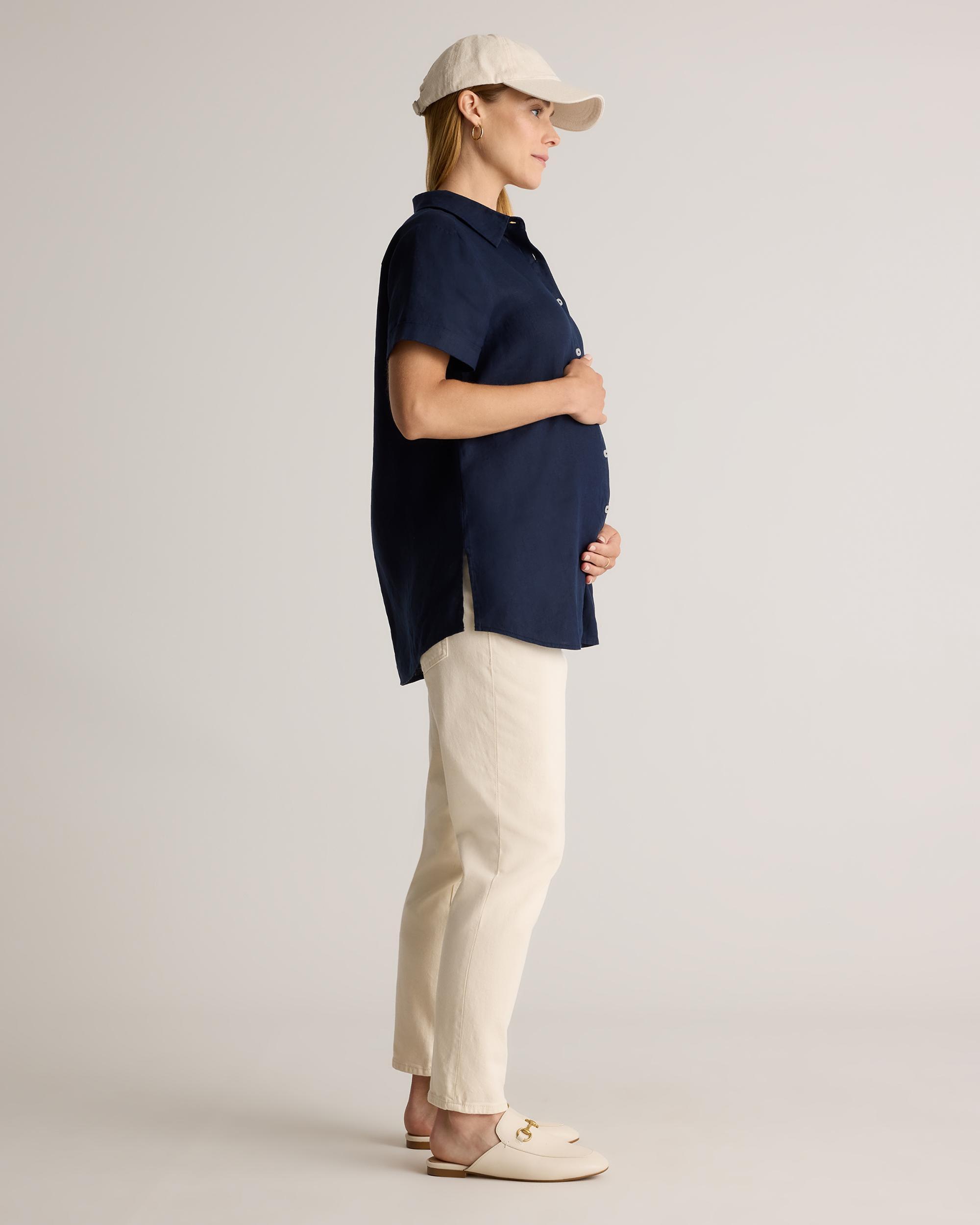 Quince | Women's 100% European Linen Maternity Camp Shirt Size XL Product Image