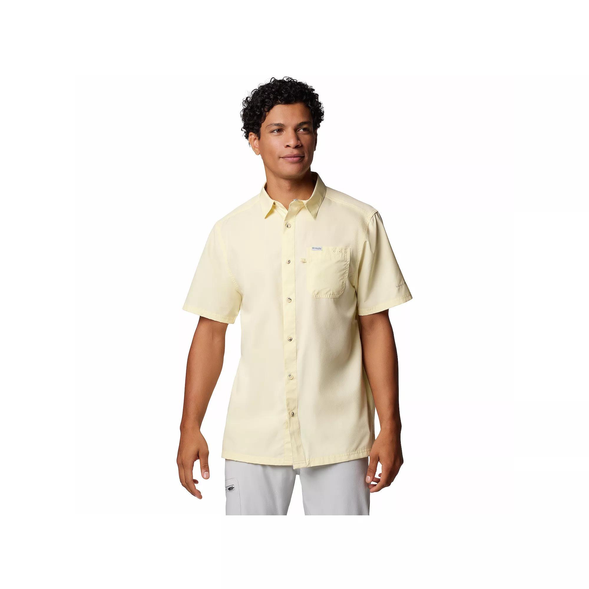 Men's Columbia PFG UPF 50 Slack Tide Omni-Wick Button-Down Camp Shirt, Size: Medium, Yellow Wash Product Image