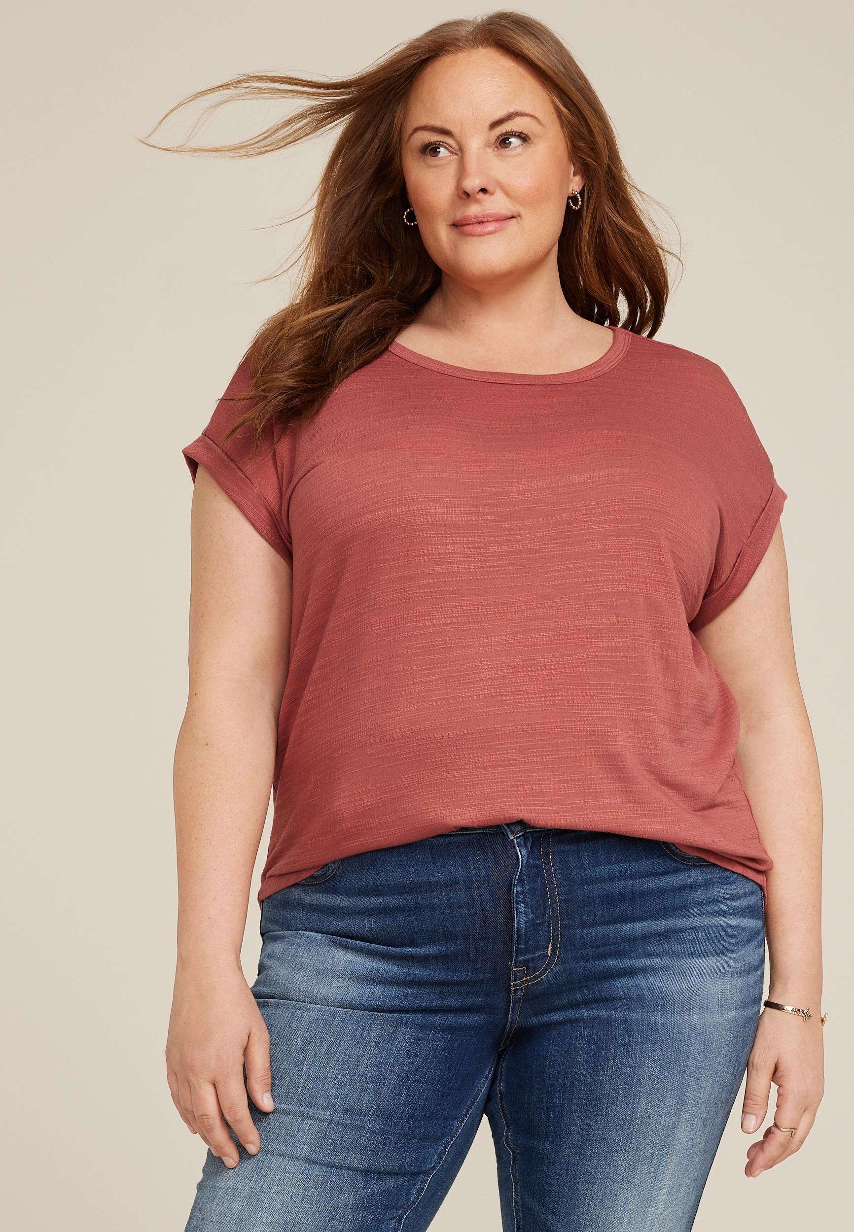 Maurices 4X Plus Size Womens 24/7 Clara Textured Short Sleeve Tee Product Image