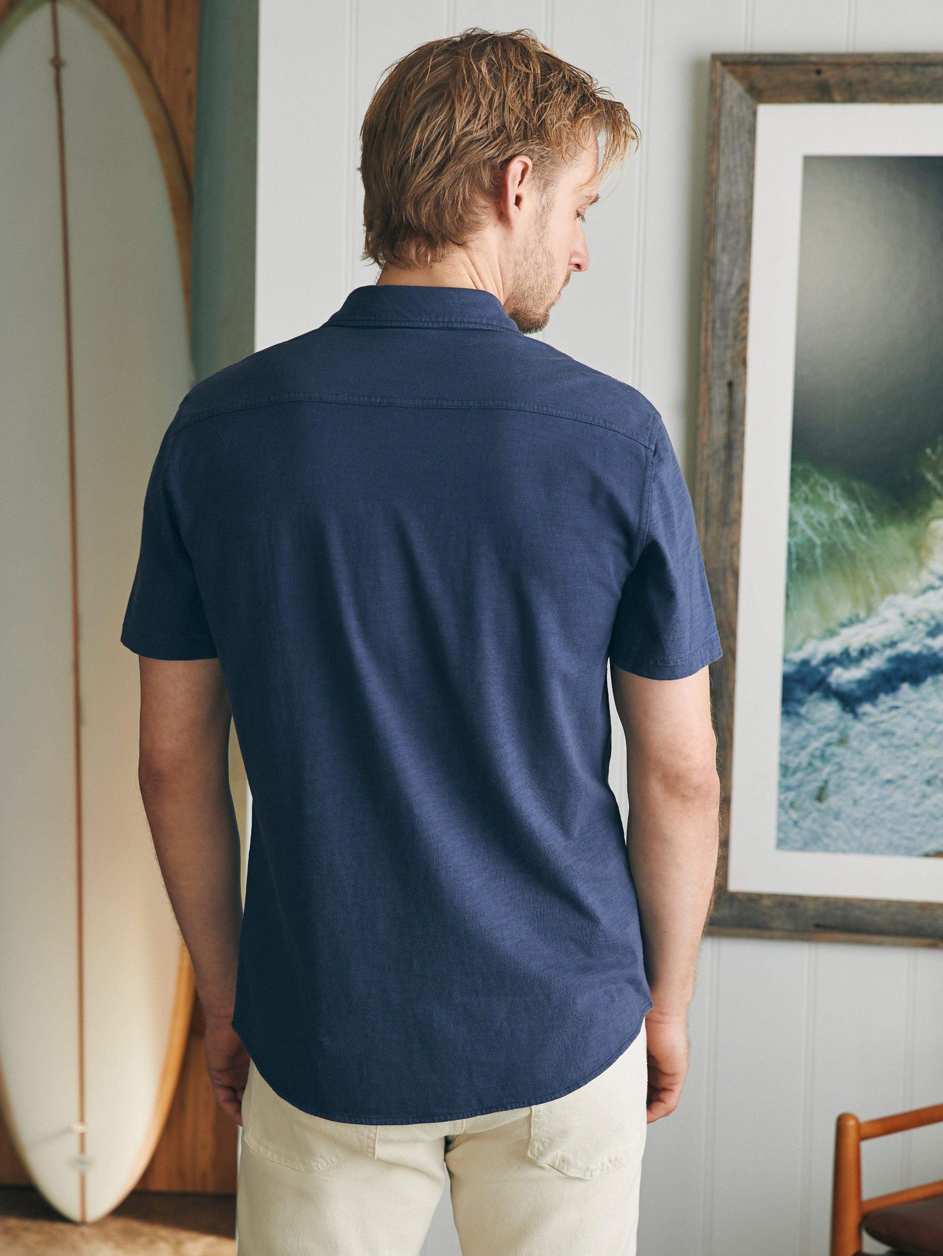 Short-Sleeve Sunwashed Knit Shirt (Single Pocket) - Dune Navy Male Product Image