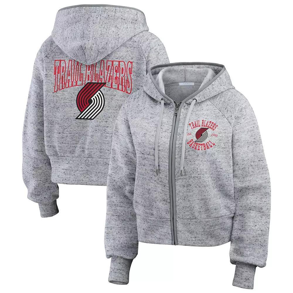 Women's WEAR by Erin Andrews Heather Gray Portland Trail Blazers Speckled Radiator Full-Zip Hoodie, Size: XS, Grey Product Image
