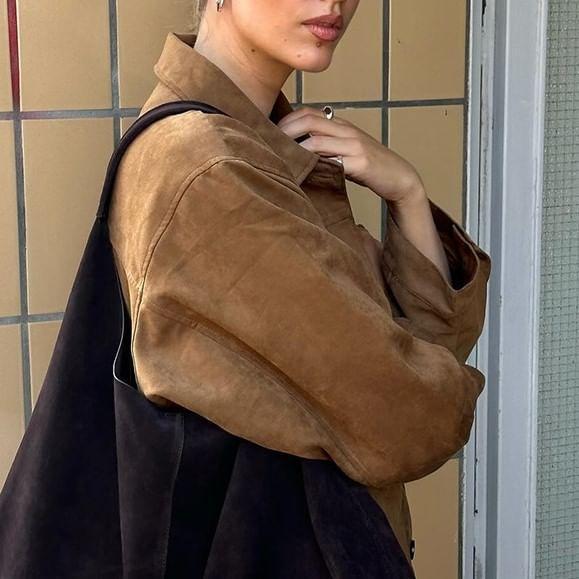 Faux Suede Button-Up Jacket Product Image