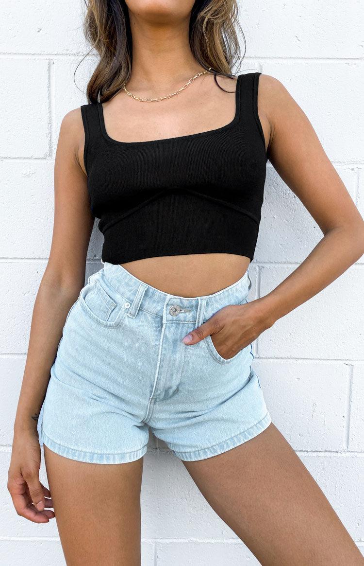 Safia Black Knit Crop Top Product Image