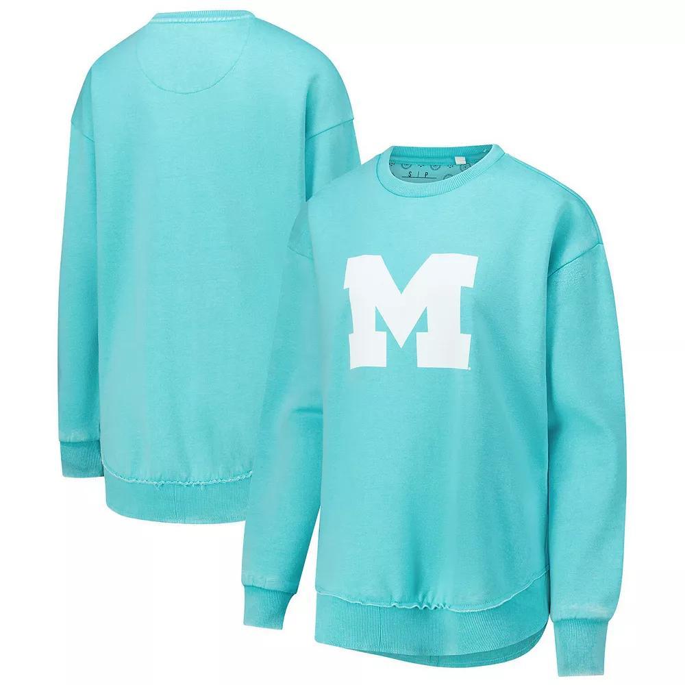 Women's Pressbox Mint Michigan Wolverines Poncho Fleece Pullover Sweatshirt, Size: Small, Team Product Image