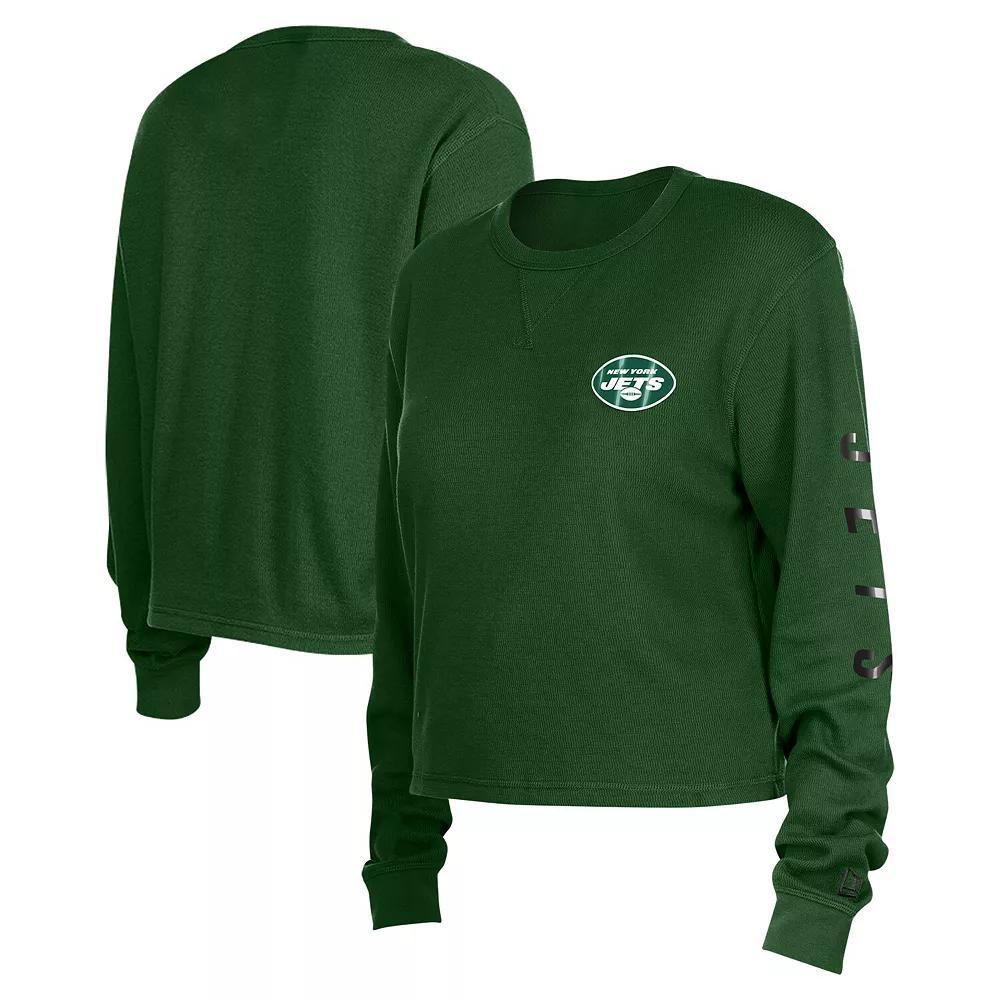 Women's New Era  Green New York Jets Thermal Crop Long Sleeve T-Shirt, Size: Large Product Image