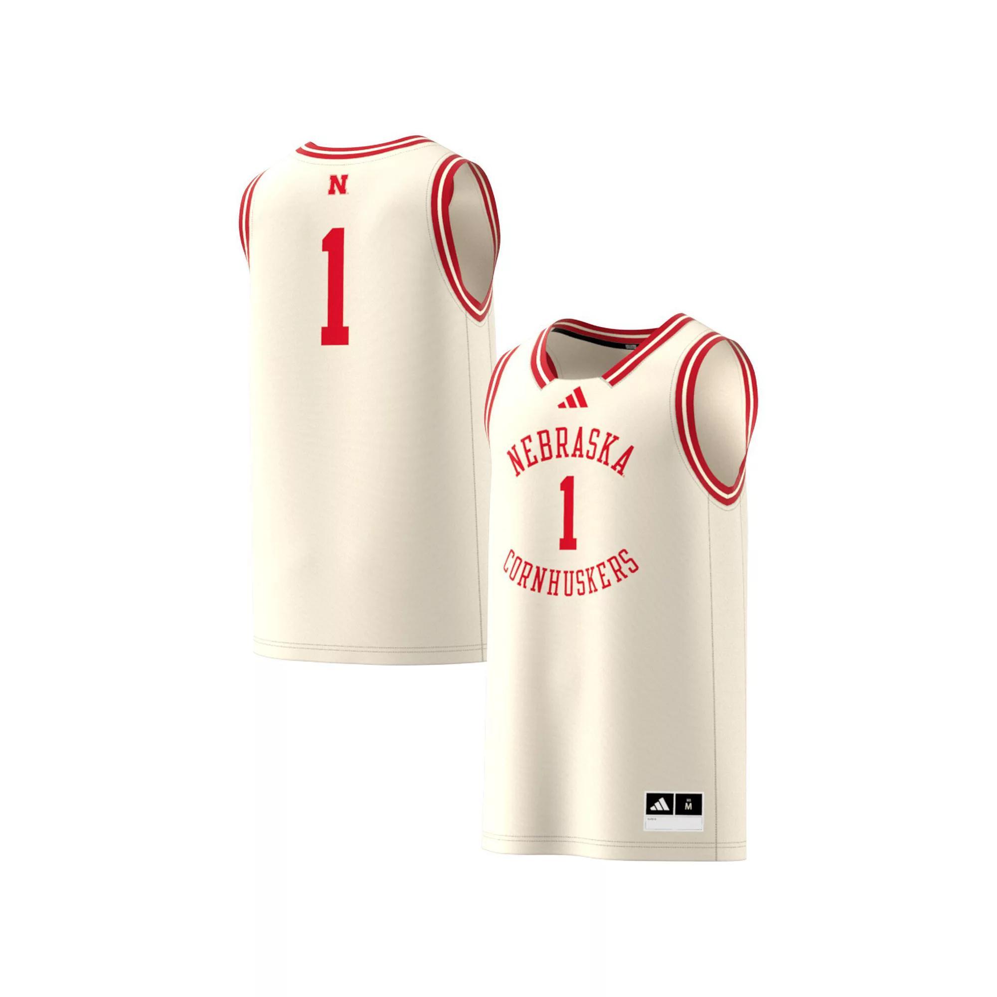 Men's adidas #1 Cream Nebraska Huskers Replica Swingman Jersey, Size: Large, Beige Product Image