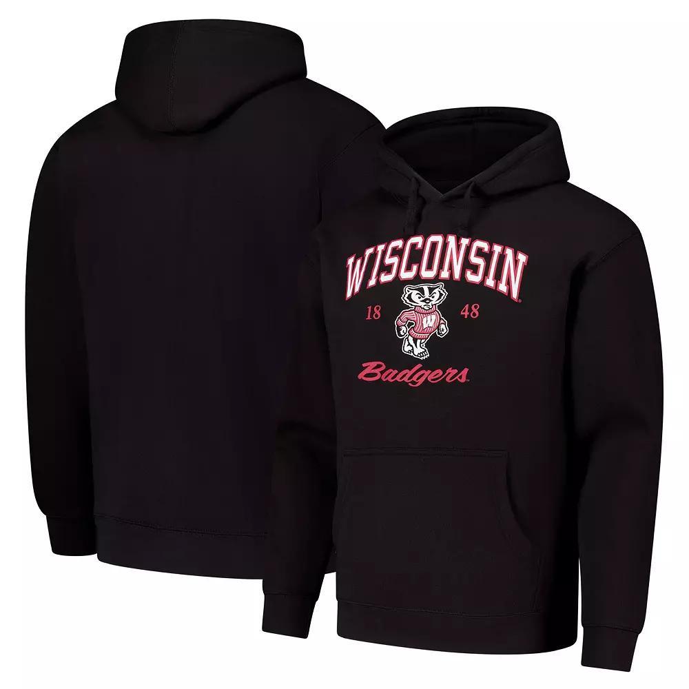 Mens League Collegiate Wear Wisconsin Badgers Arch Script Essential Fleece 2.0 Pullover Hoodie Product Image