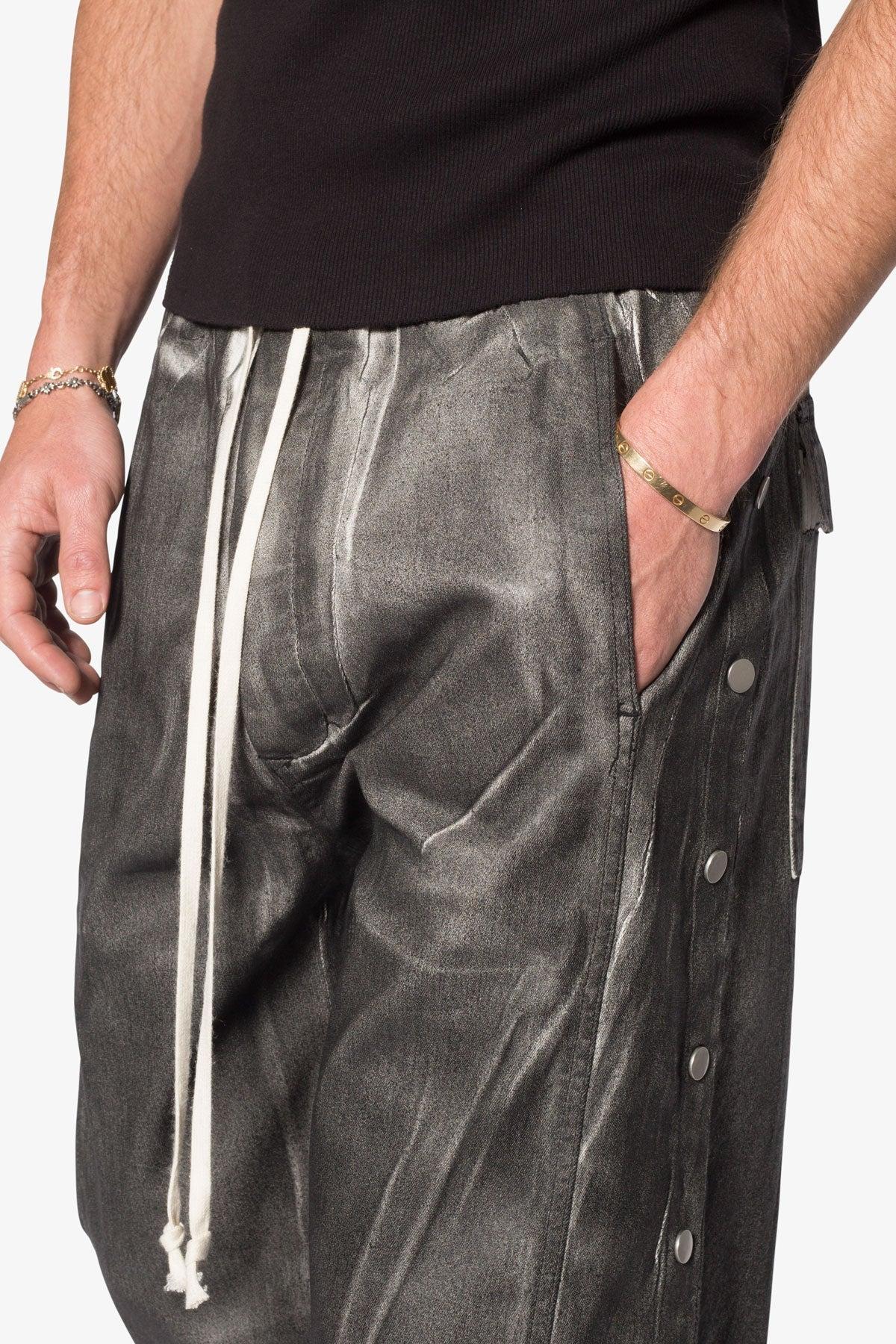 Snap Panel Coated Pants - Washed Black Product Image