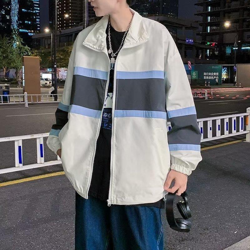 Collared Color Block Zip-Up Jacket Product Image