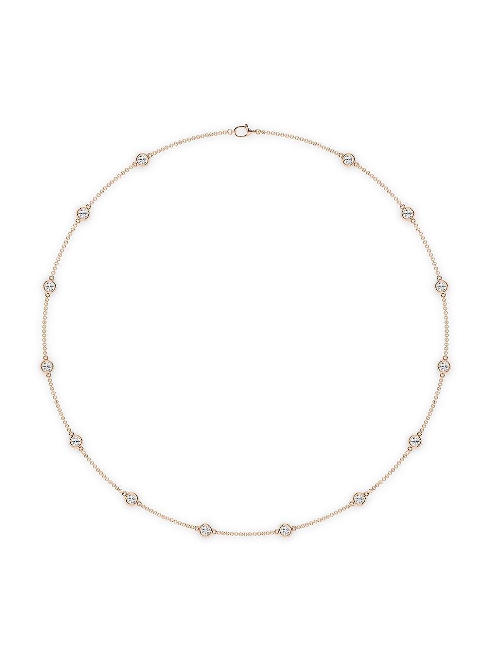 Womens 14K Rose Gold & 14-Diamond Station Necklace/0.70-2.10 TCW Product Image