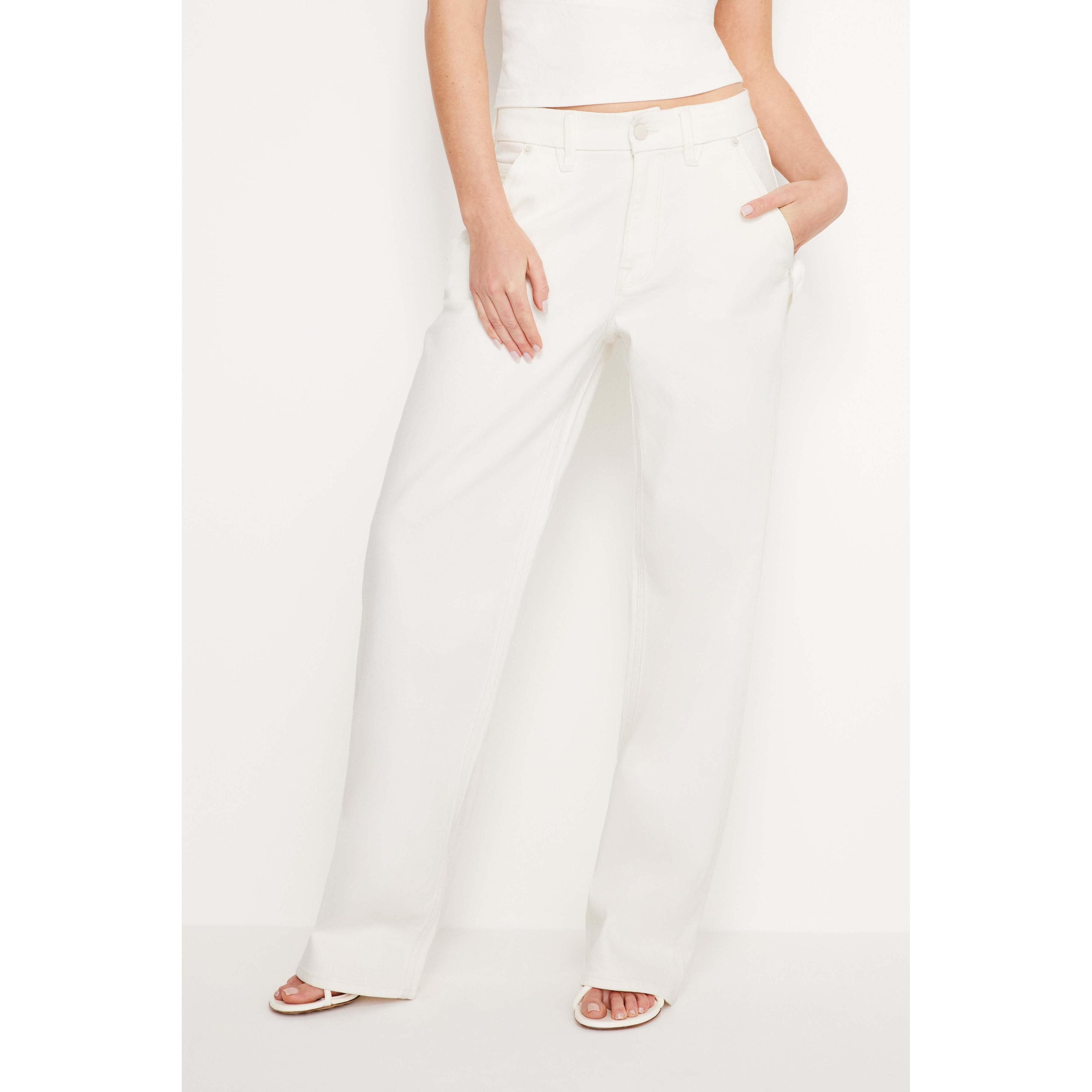 Womens Good 90s Carpenter Jeans | Cloud White, Size 30 Plus | Good American by Khlo Kardashian Product Image