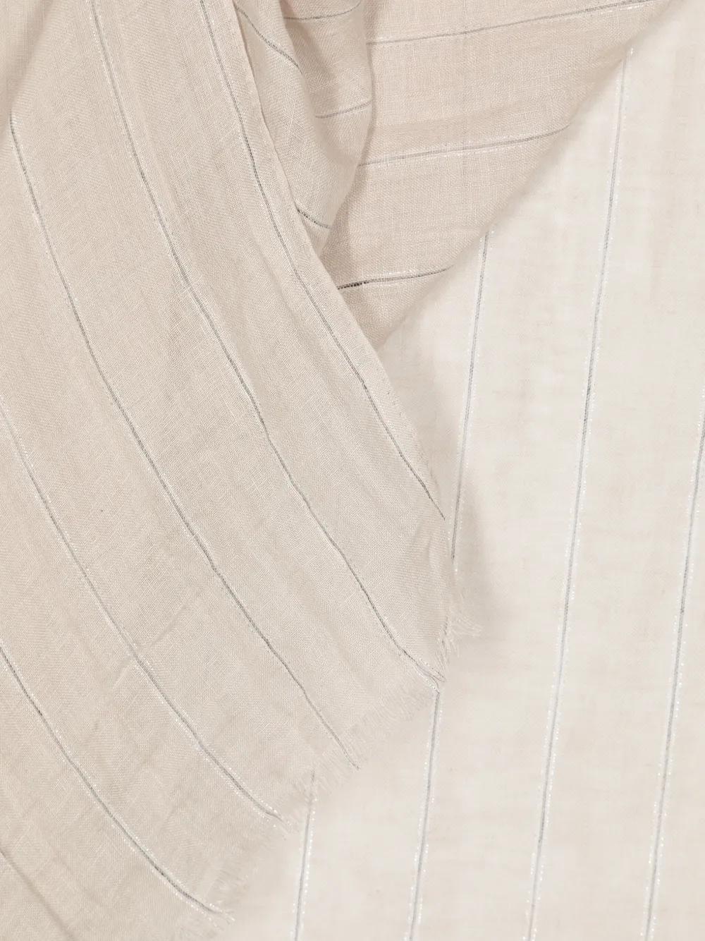BRUNELLO CUCINELLI Metallic-threading Striped Scarf In Beige Product Image