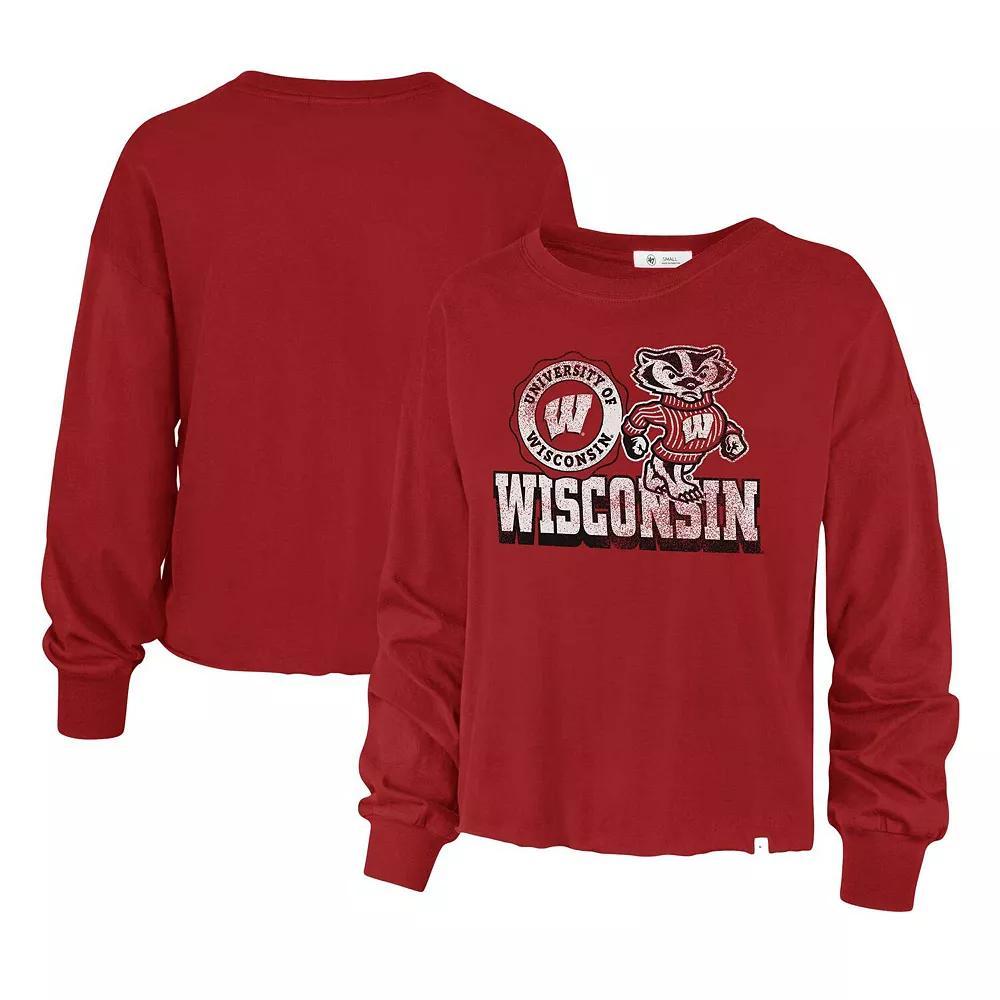 Women's '47 Red Wisconsin Badgers Bottom Line Parkway Long Sleeve T-Shirt, Size: Small Product Image