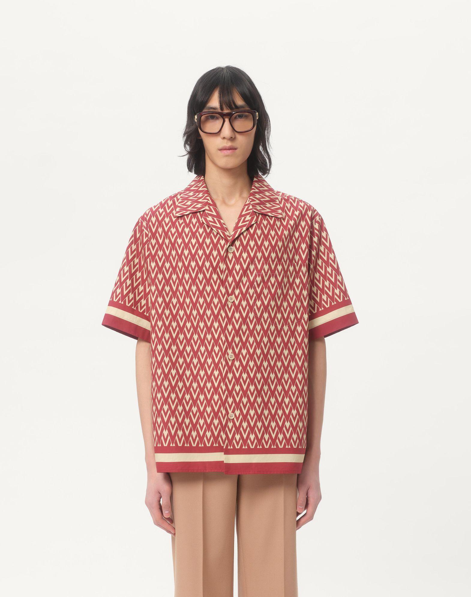 Cotton Popeline Bowling Shirt With Toute La V Print Product Image