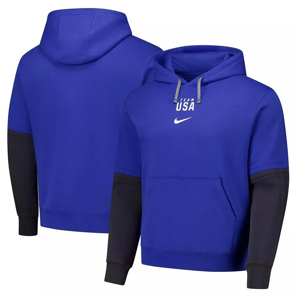 Men's Nike Royal Team USA Club Color Block Pullover Hoodie, Size: Medium, Usa Blue Product Image