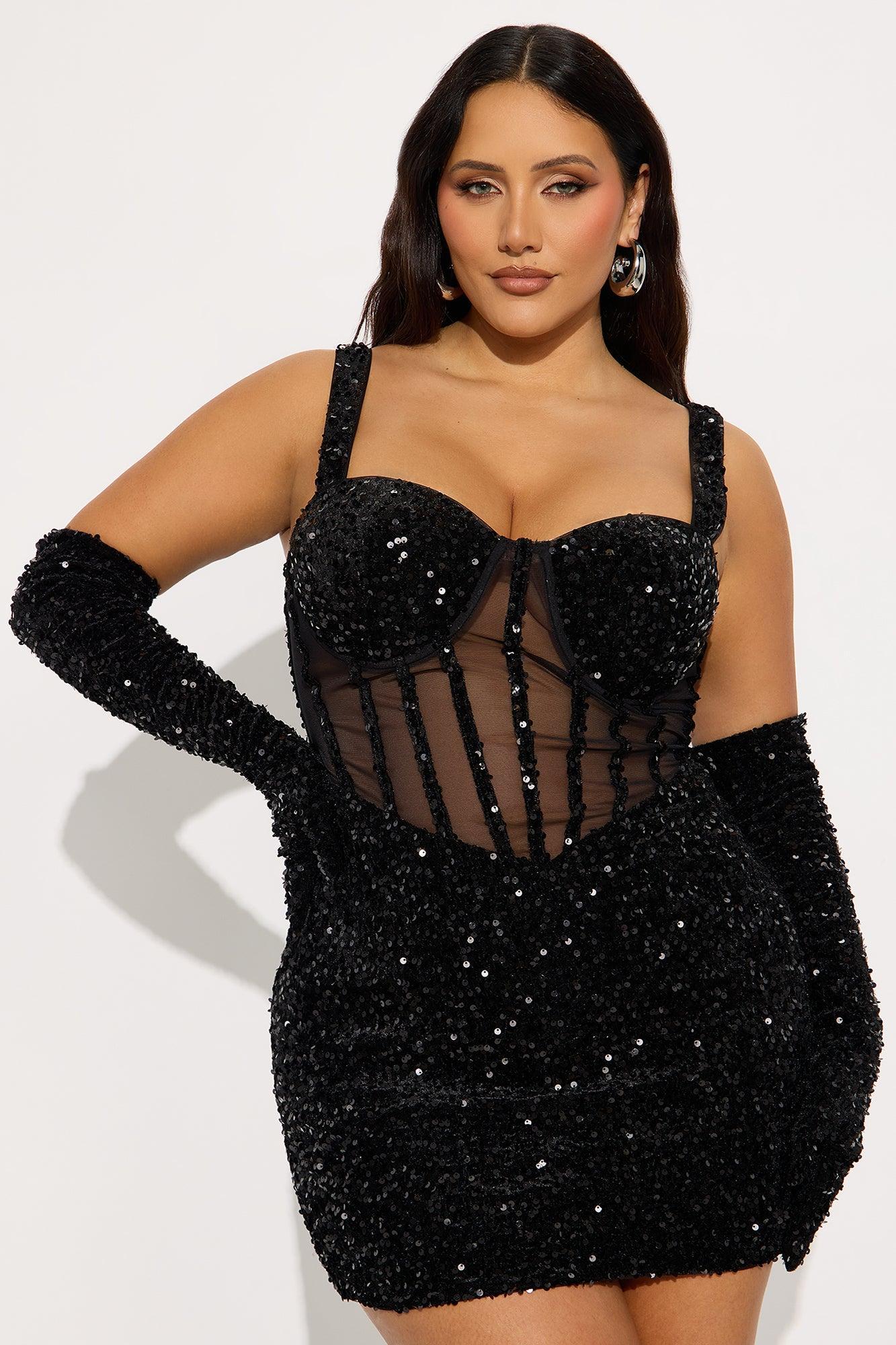 Khloe Sequin Mini Dress - Black Product Image