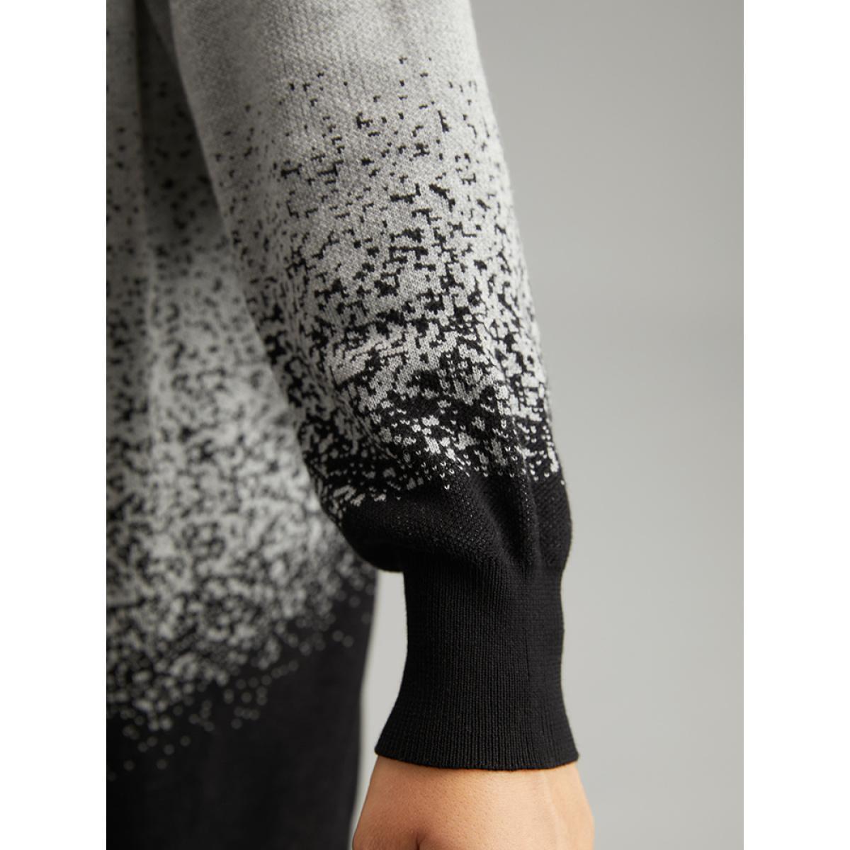 Plus Size Ombre Asymmetrical Open Front Cardigan DarkGray Women Casual Loose Long Sleeve Everyday Cardigans BloomChic 22-24/3X Product Image