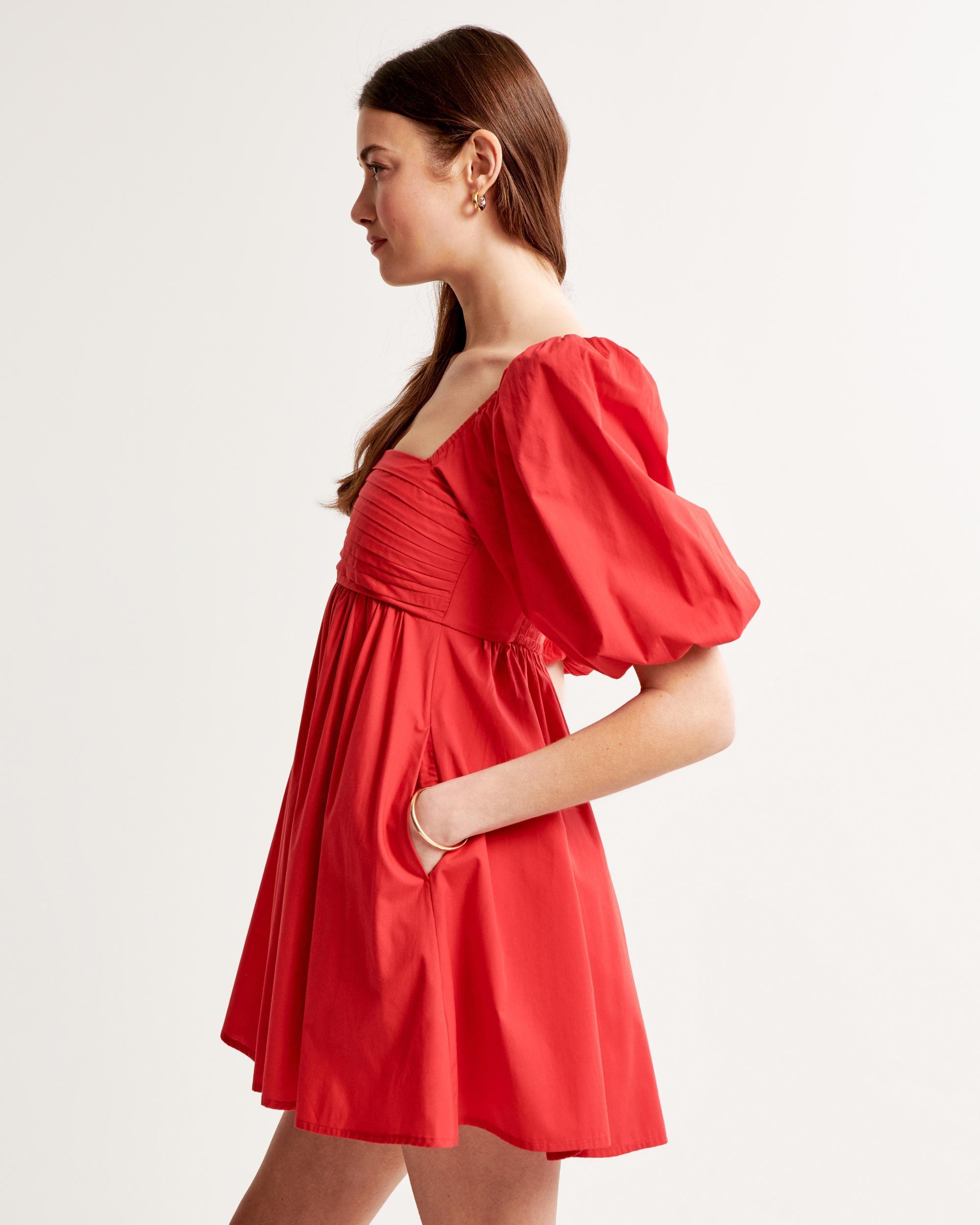 The A&F Emerson Poplin Puff Sleeve Mini Dress Product Image
