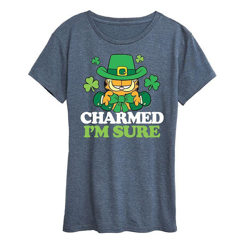 Womens Garfield Charmed Im Sure Graphic Tee Heather Grey Product Image