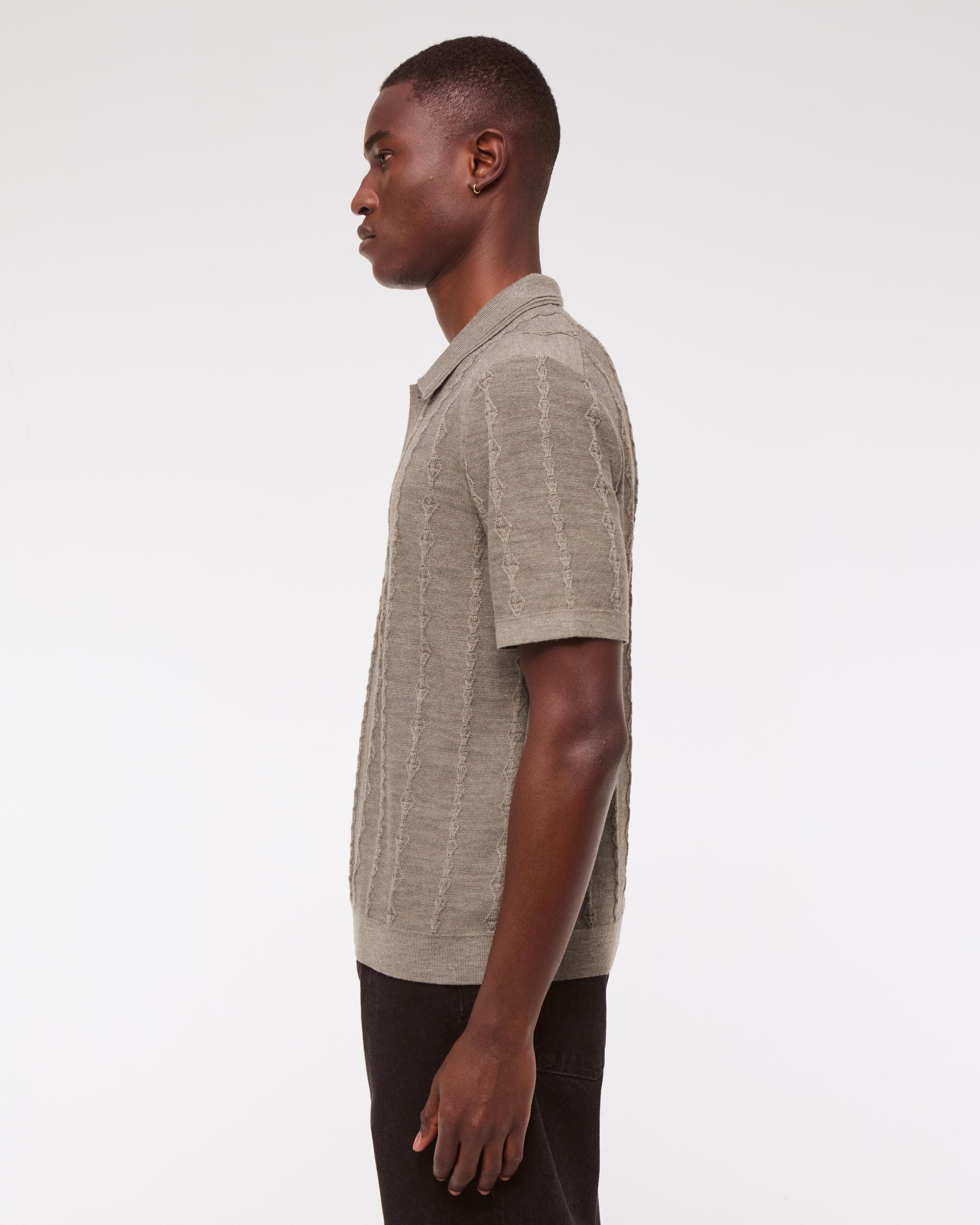 Merino Wool-Blend Stitch 3-Button Sweater Polo Product Image