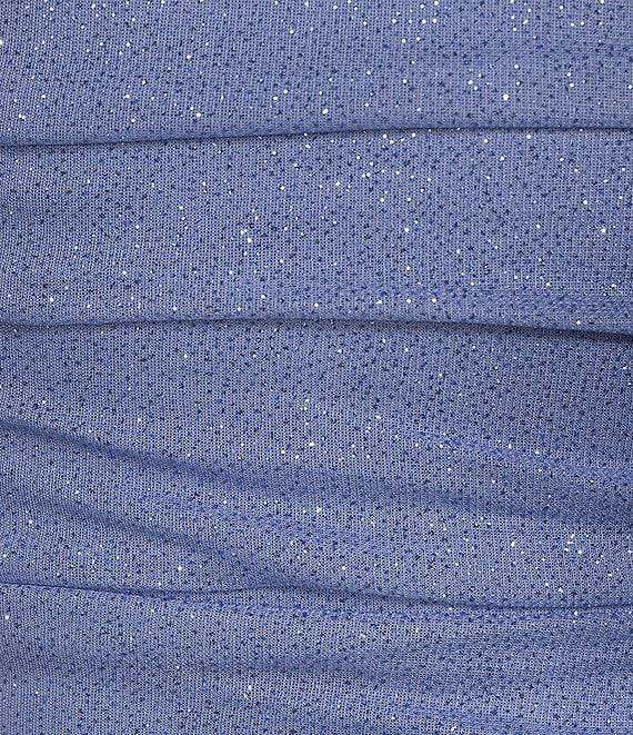 Jump Glitter Square Neck Spaghetti Strap Lace Up Back Ruched Bodycon Dress Product Image