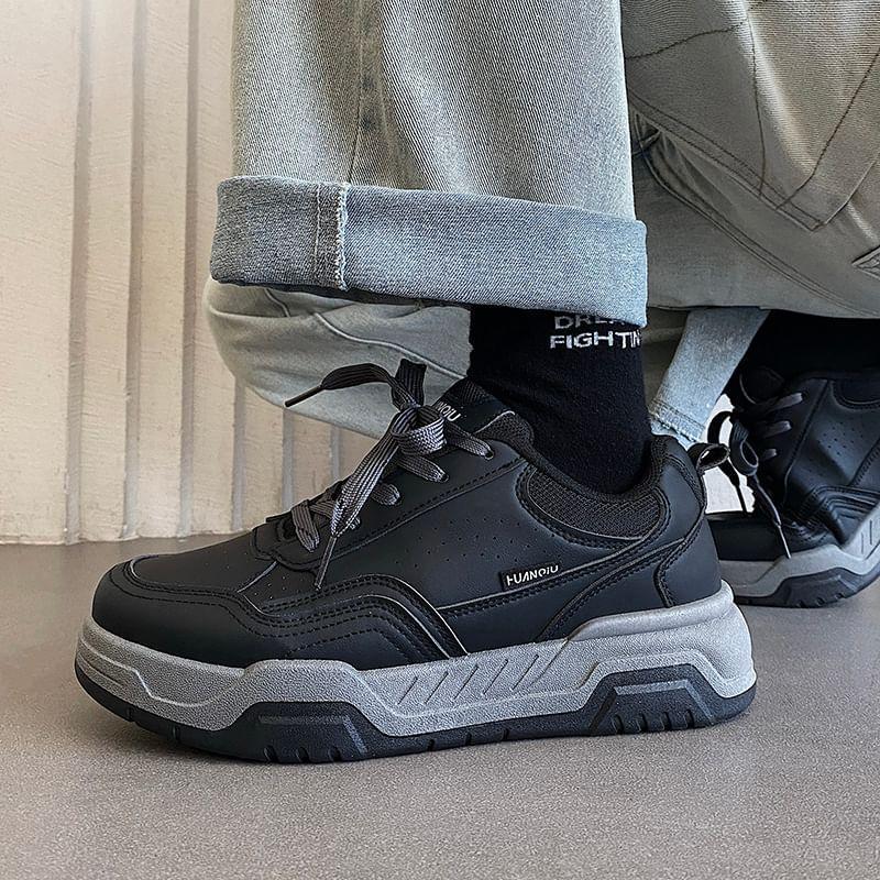 Lettering Platform Lace-Up Sneakers Product Image