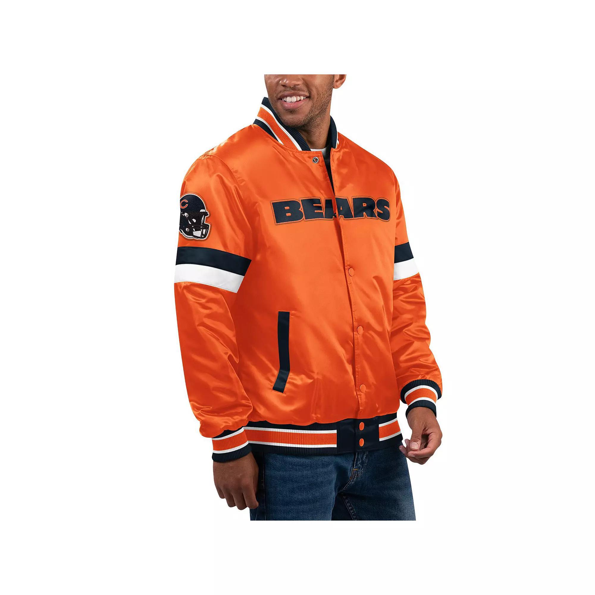 Men's Starter Orange Chicago Bears Home Game Satin Full-Snap Varsity Jacket, Size: Medium Product Image