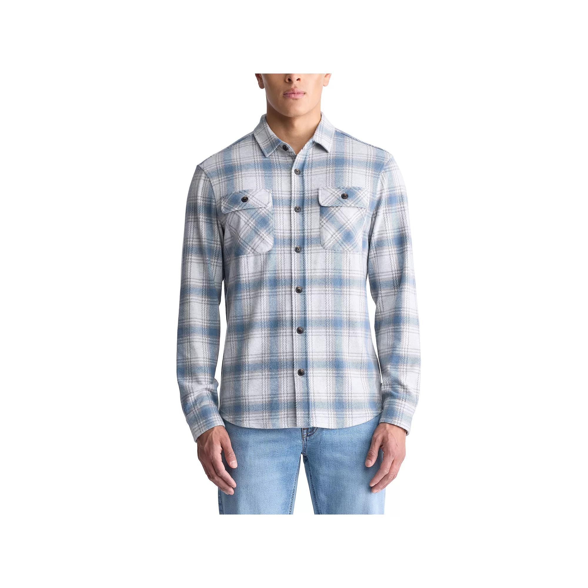 Men's Buffalo Jeans Stretch Knit Flannel Shirt, Size: Medium, Black Product Image