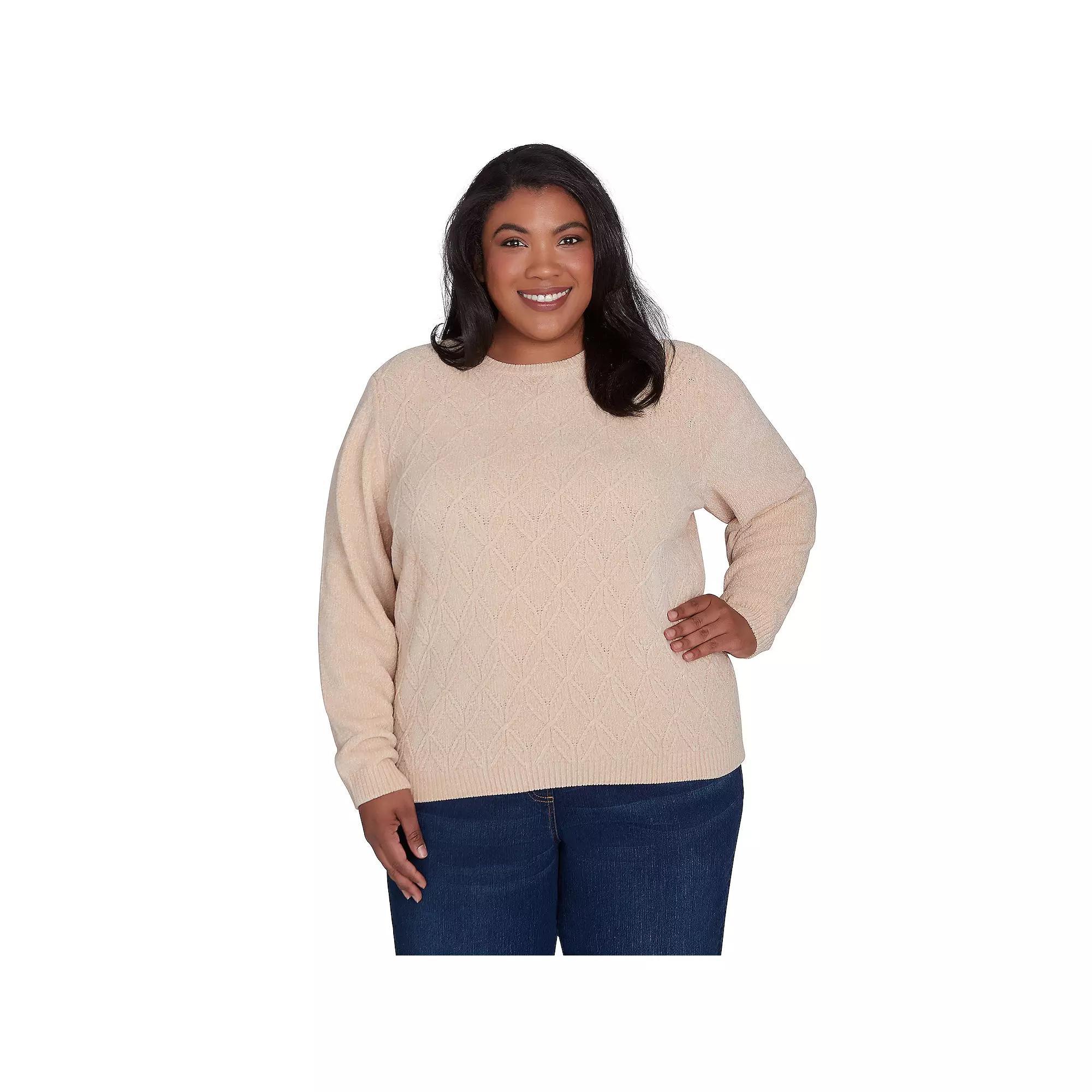 Plus Size Alfred Dunner Classic Chenille Pullover Sweater, Women's, Size: 1XL, Ivory Product Image