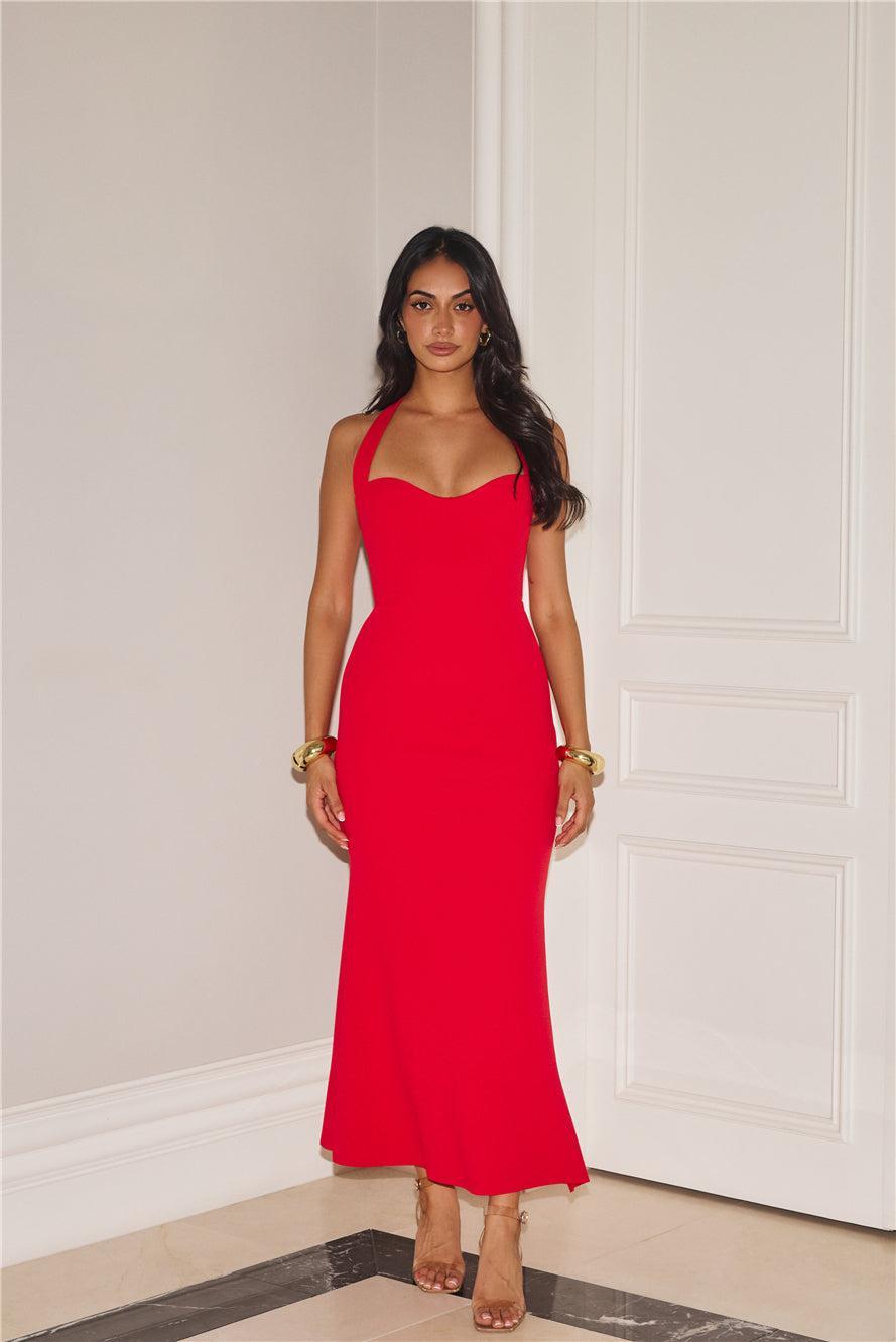 Flickers Of Fantasy Halter Maxi Dress Red Product Image