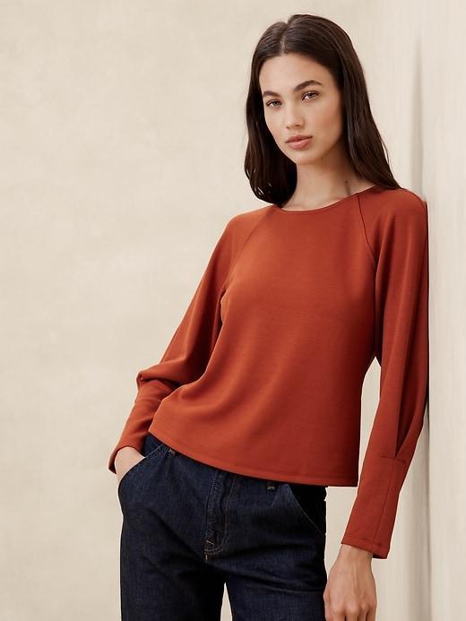 Soft Touch Scuba Raglan-Sleeve Top Product Image
