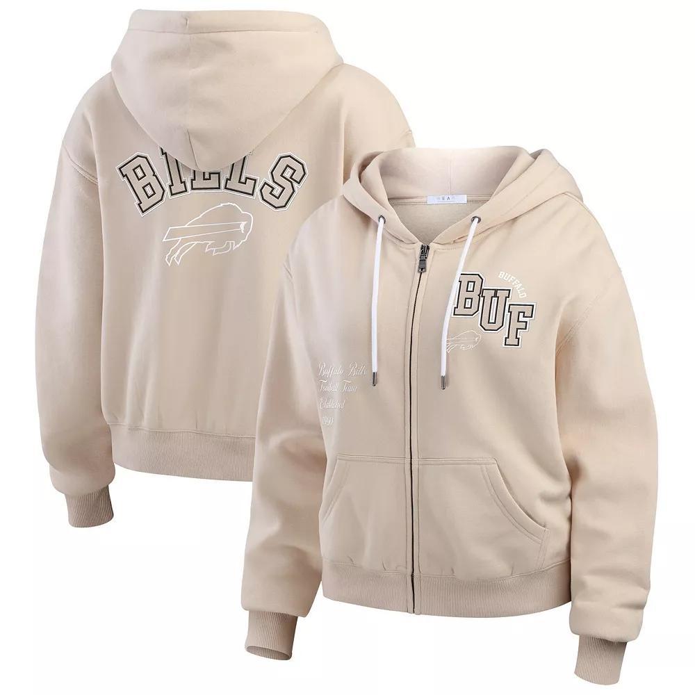 Women's WEAR by Erin Andrews Oatmeal Buffalo Bills Tonal Full-Zip Hoodie, Size: 2XL, Team Product Image